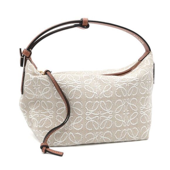 Loewe Handbags - Loewe Cuy Bag Jacquard Calf Leather Beige Tan Brown Handbag